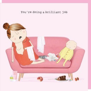 Mother's Day Card - exhausted breastfeeding Mother asleep with baby and the words 'You're doing a brilliant job'
