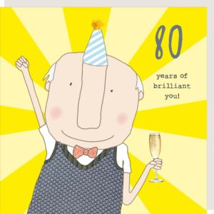 Boy 80 Brilliant. 80th birthday card for him. '80 years of brilliant you!'
