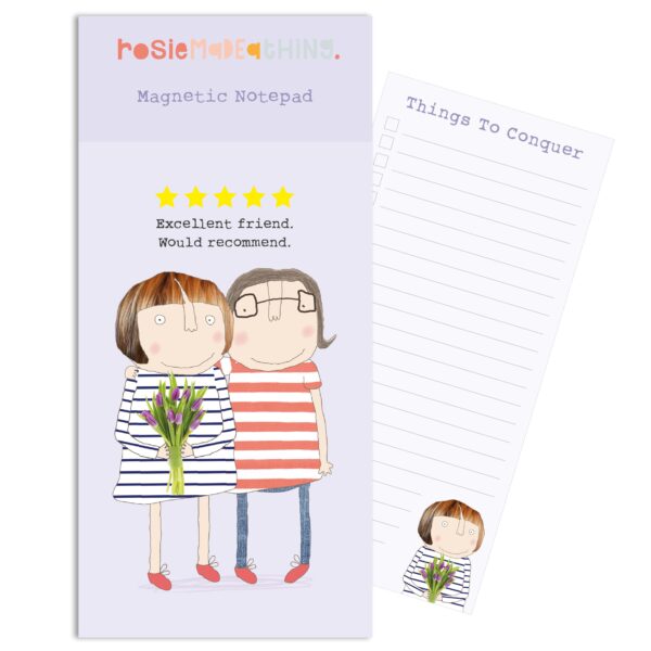 note pad with an image of 2 friends on the front