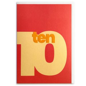 10th Birthday card in red and yellow