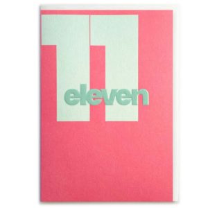 11th birthday card in pink and green