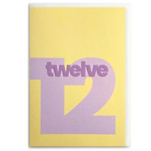 12th birthday card in yellow and lilac