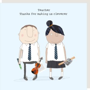 Cleverer thank you teacher card for a secondary school or high school teacher. Caption: 'Teacher. Thanks for making us cleverer.'