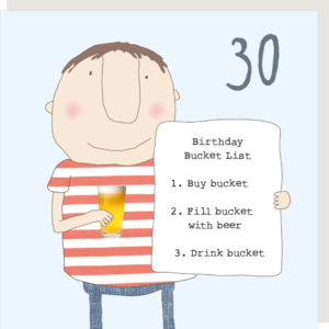 Boy 30 Bucket List 30th birthday card.