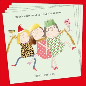 Don't Spill It charity Christmas card box set. 'Drink responsibly this Christmas. Don't spill it.'