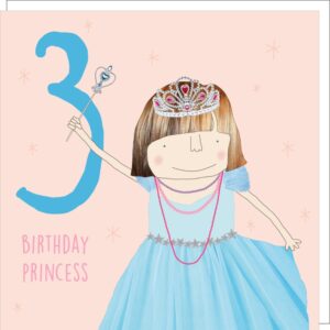 Princess Three kids 3rd birthday card