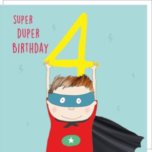 Super Four kids 4th birthday card