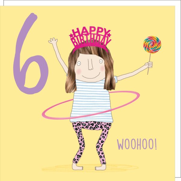 Hula Six kids 6th birthday card