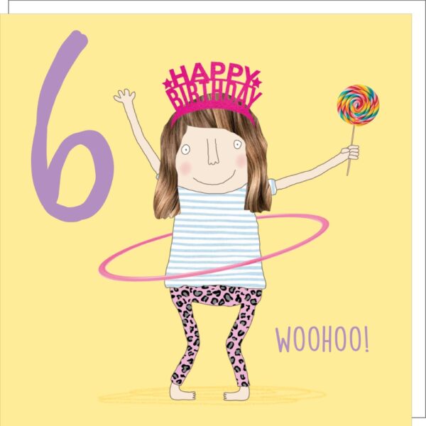 Hula Six kids 6th birthday card