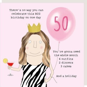 girl 50 bday holiday birthday card
