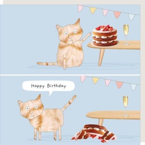 cat cake birthday card