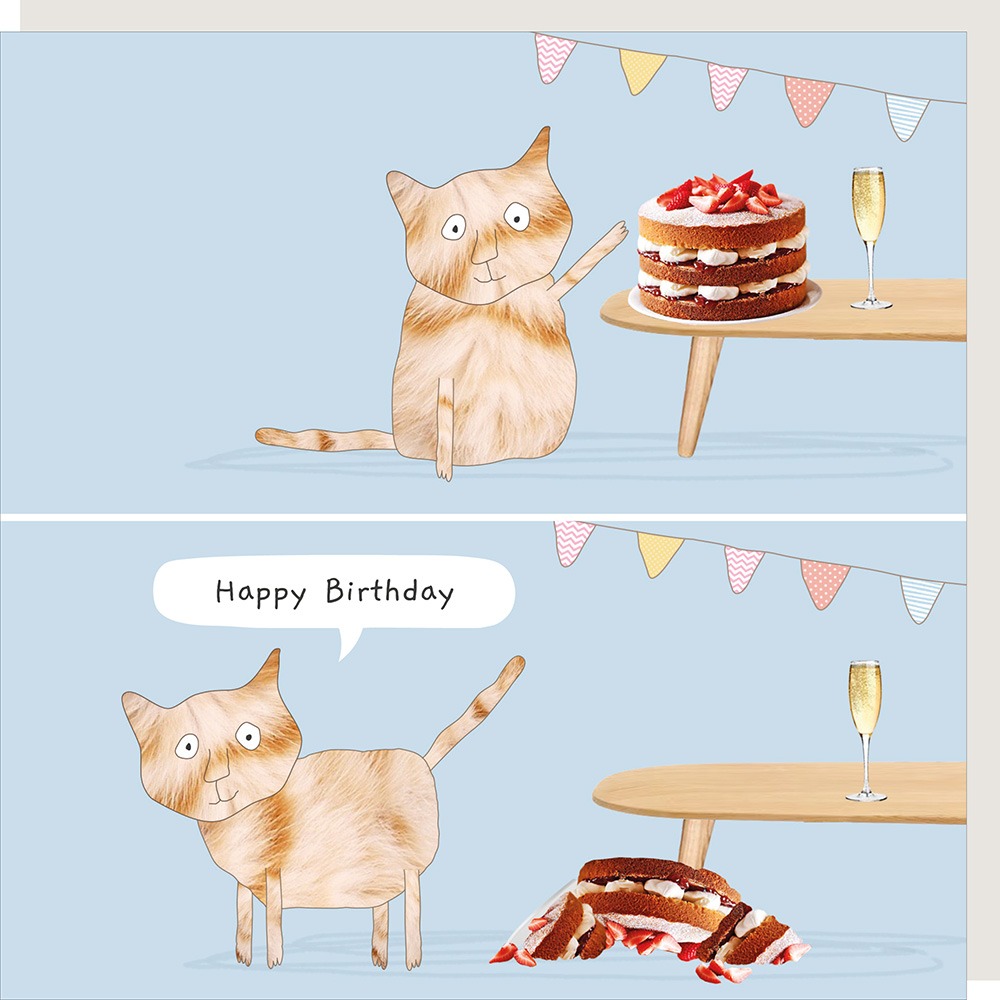 cat cake birthday card